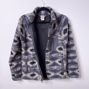 Avalanche Sherpa Fleece Jacket in Blue Aztec Print